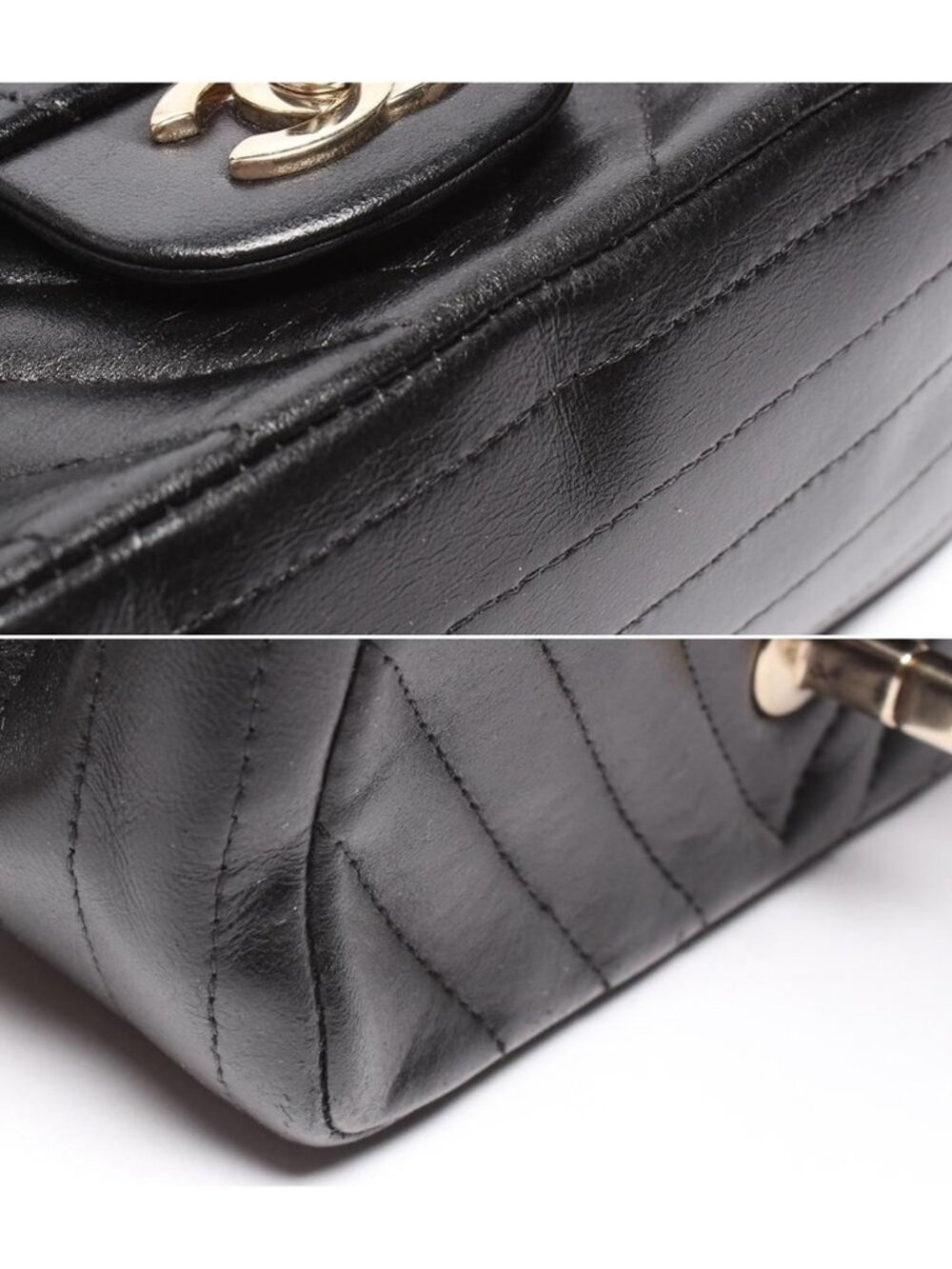 Chanel Chain Shoulder Bag Mini Quilted Stitch Single Flap Gold Chez Blanc - Picture 8 of 10